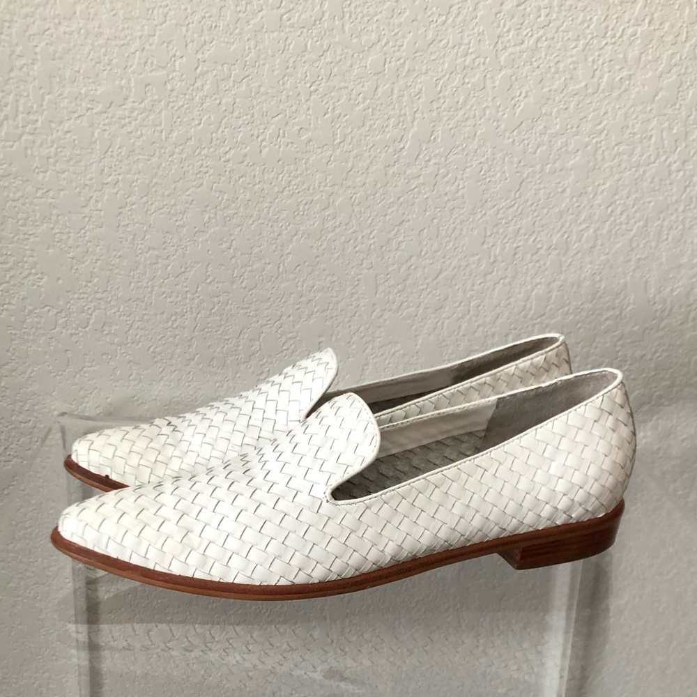 Bandolino White Leather Woven Loafers - Picture 2 of 12